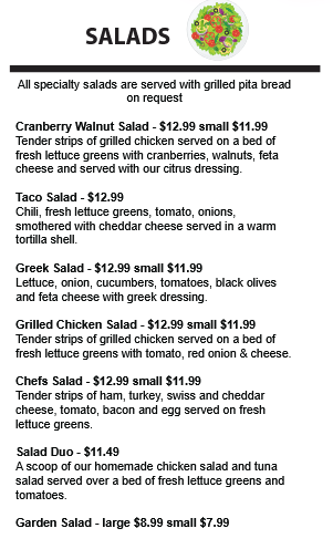 Menu salad